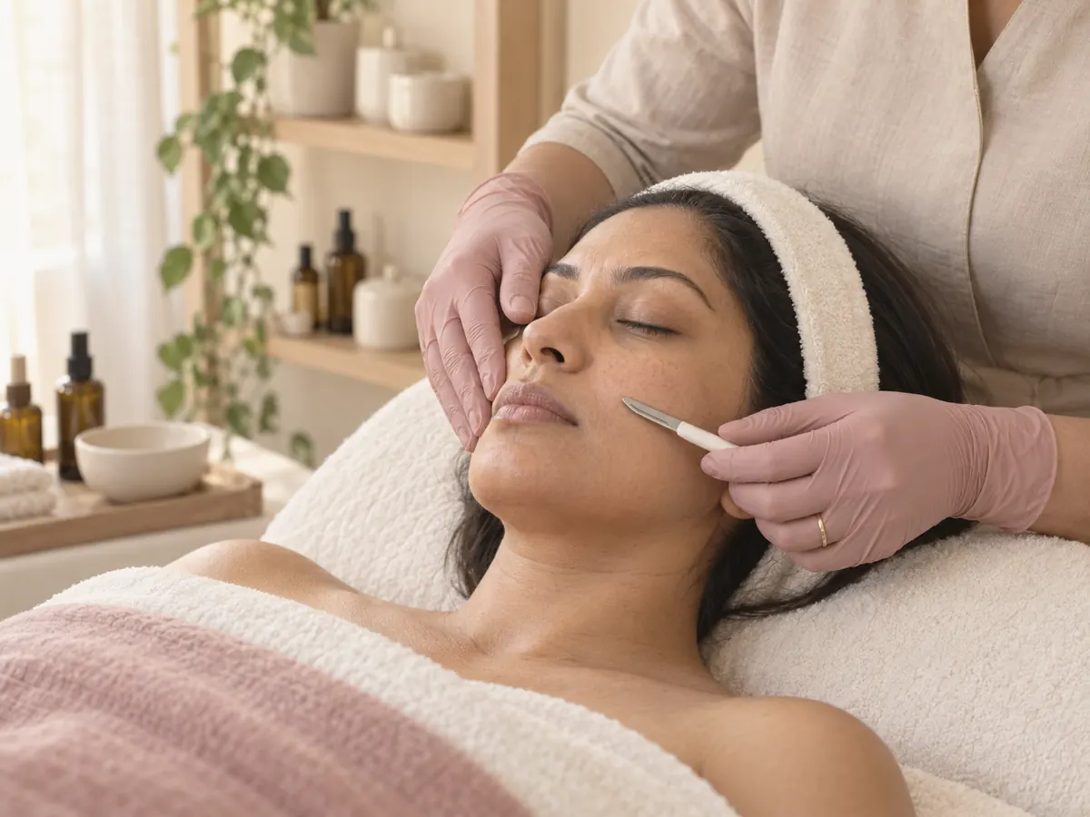 Dermaplaning with a sterile blade for smooth, bright skin