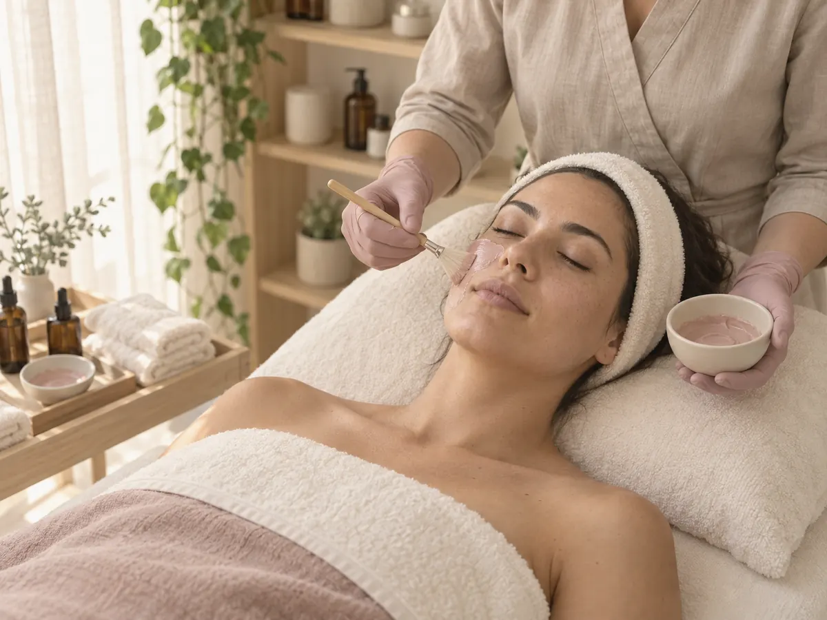A relaxing custom facial with a hydrating mask